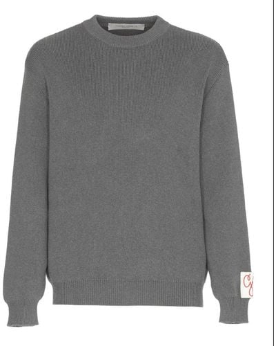 Golden Goose Logo Patch Knitted Sweater - Gray