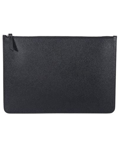 Maison Margiela Leather Zipped Clutch Bag - Black
