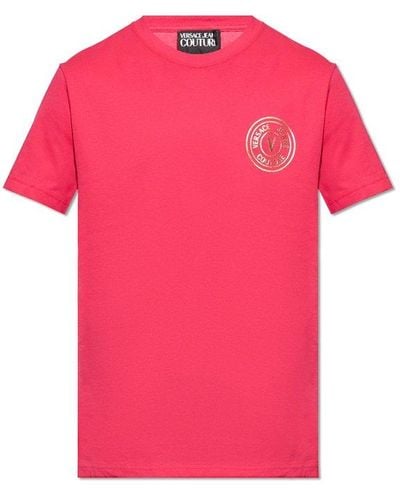 Versace Jeans Couture T-shirt With Logo, - Pink