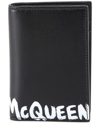 Alexander McQueen Paint Logo Leather Pocket Organizer - Black