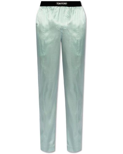 Tom Ford Logo Waist Satin Pyjama Trousers - Green