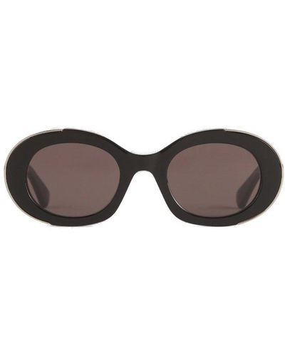 Alexander McQueen The Grip Oval Frame Sunglasses - Grey