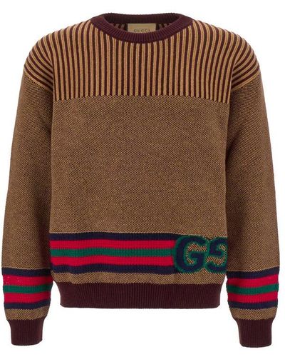 Gucci Sweater With Logo - Brown