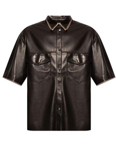 Nanushka Mance Trim-detailed Short-sleeved Boxy Shirt - Black