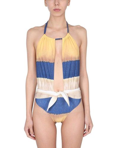 Alberta Ferretti One Piece Swimsuit With Tie Dye Print - Blue