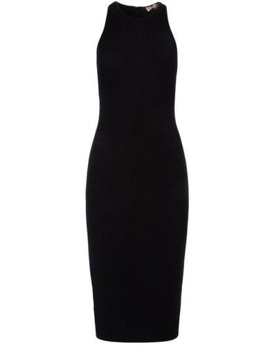 MICHAEL Michael Kors Sleeveless Ribbed Knit Midi Dress - Black