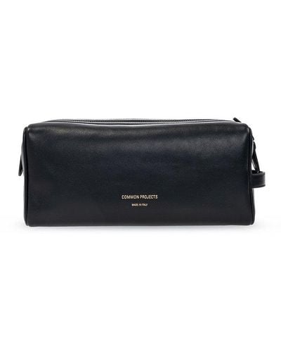 Common Projects Logo Embossed Zipped Wash Bag - Black