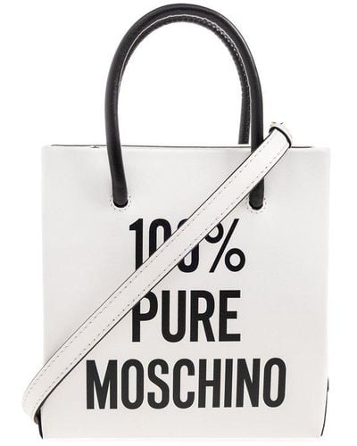 Moschino Slogan-printed Top Handle Bag - White