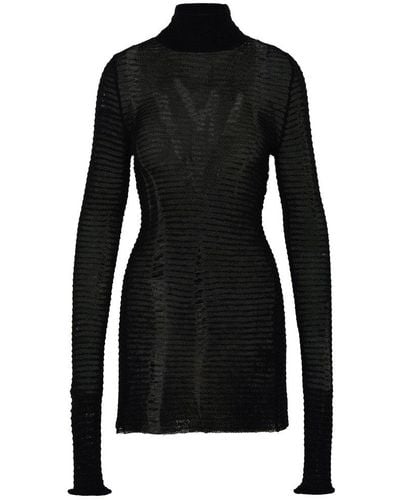 MM6 by Maison Martin Margiela Black Wool Blend Turtleneck Sweater