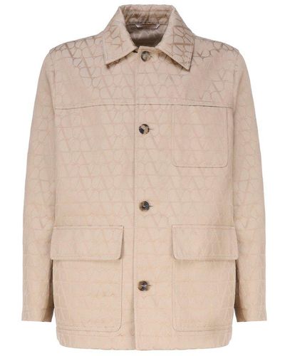 Valentino Buttoned Long-sleeved Jacket - Natural