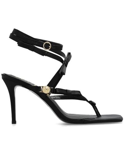 Versace Jeans Couture Bow-embellished Square-toe Sandals - Black