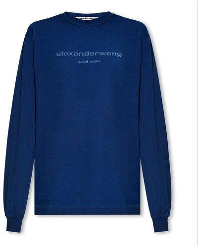 Alexander Wang Logo Embroidered Crewneck Sweatshirt - Blue