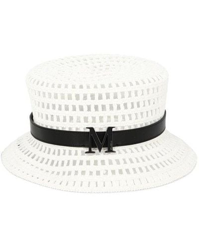 Max Mara Logo Plaque Woven Bucket Hat - White