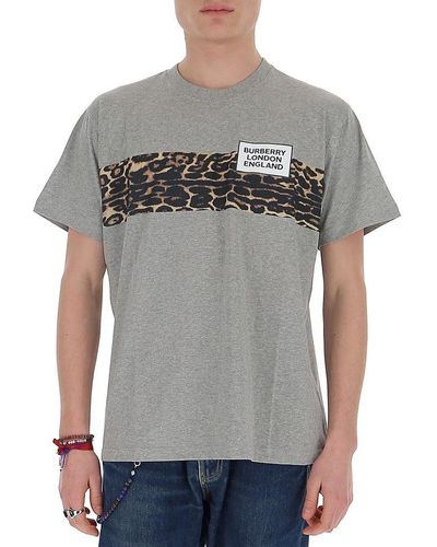 Burberry Animal Print Detail T-shirt - Gray