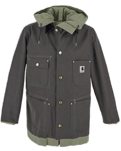 Sacai X Carhartt Wip Reversible Hooded Jacket - Grey