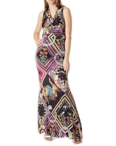 Class Roberto Cavalli Floral Printed Sleeveless Maxi Dress - Multicolor