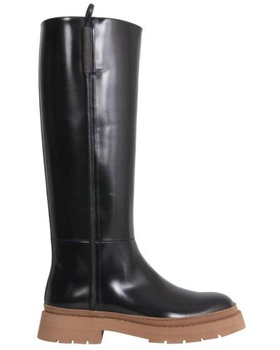 Brunello Cucinelli High Leather Boots - Black