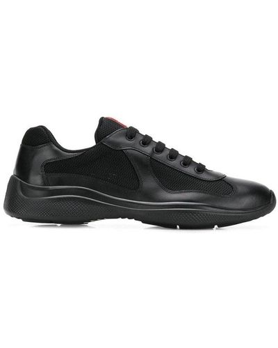 Prada America's Cup Patent Leather & Technical Fabric Trainers - Black