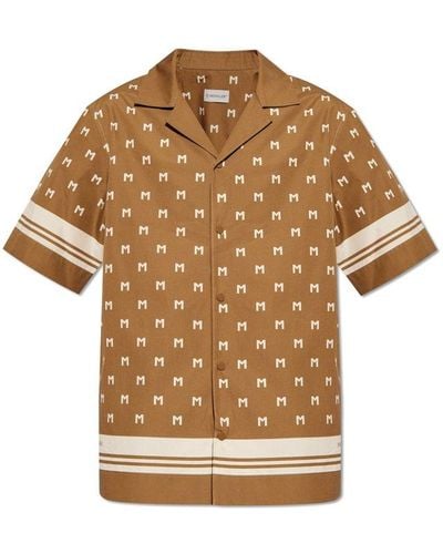 Moncler Cotton Shirt With Monogram, - Brown