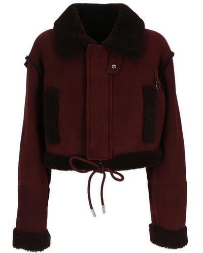 Off-White c/o Virgil Abloh Cropped Shearling Jacket - Red