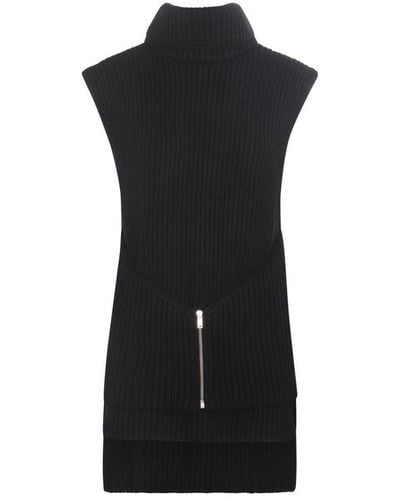 Jil Sander High-neck Rib-knit Vest - Black