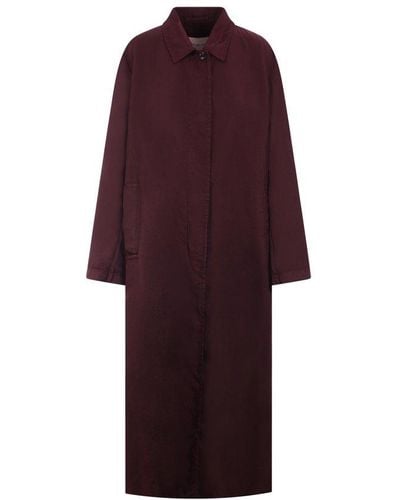 Dries Van Noten Button Detailed Long-sleeved Raincoat - Purple