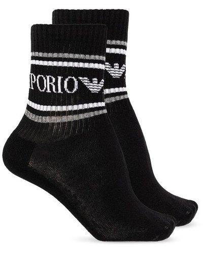 Emporio Armani Branded Socks 2-pack - Black