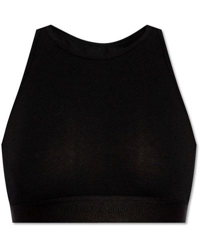 Palm Angels Logo-tape Racerback Cropped Bralette - Black