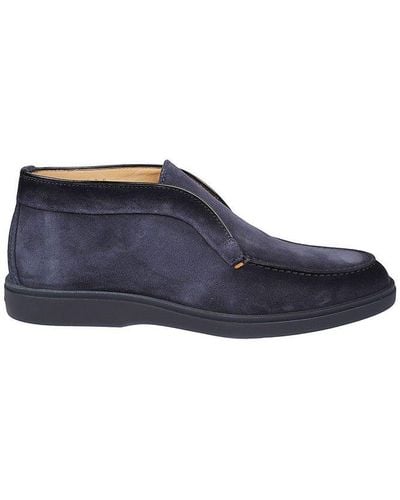 Santoni Round Toe Slip-on Boots - Blue