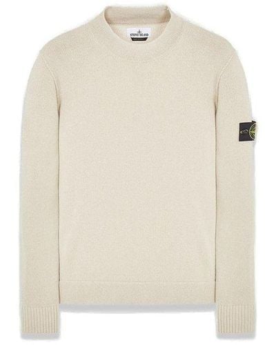 Stone Island Compass-patch Knitted Jumper - White