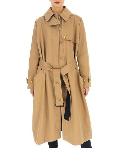 Givenchy Contrast Stripe Belted Trench Coat - Natural