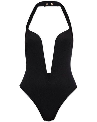 Balmain Plunging V-neck One-piece Swimsuit - Black
