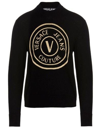 Versace 'round Croc' Sweater - Black