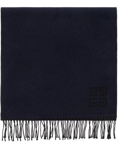 Givenchy 4g Motif Fringed Scarf - Blue