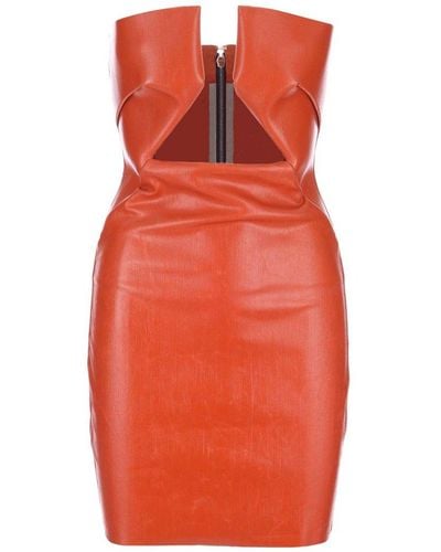 Rick Owens Faux-leather Strapless Dress - Orange