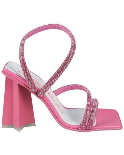 Chiara Ferragni Embellished Square Toe Sandals - Pink