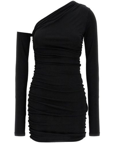 ANDAMANE Olimpia One-shoulder Draped Mini Dress - Black
