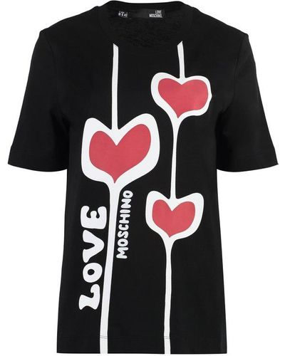 Love Moschino Logo Printed Crewneck T-shirt - Black