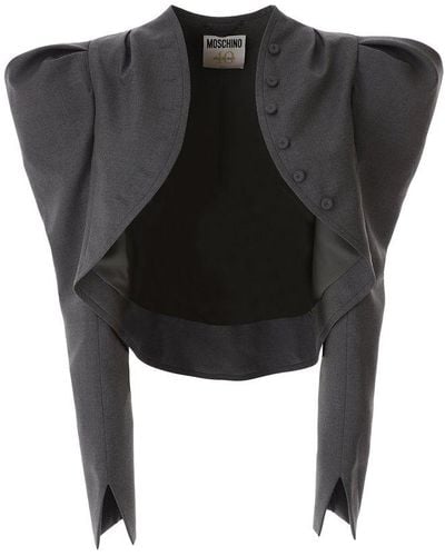 Moschino Puff-sleeved Cropped Jacket - Black