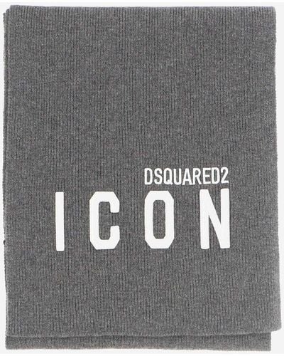 DSquared² Scarf With Embroidered Logo - Metallic