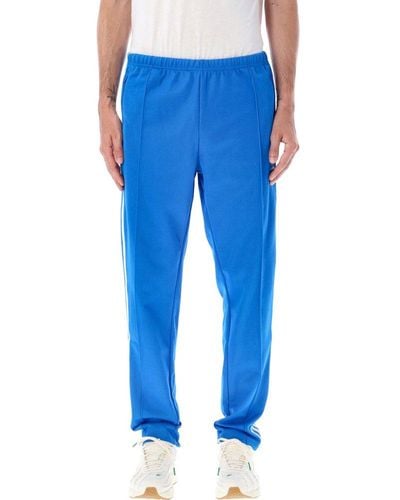 adidas Originals Beckenbauer Logo Embroidered Striped Track Pants - Blue