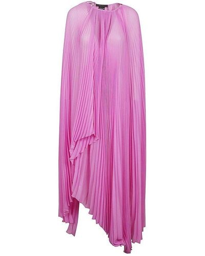 Max Mara Farea Pleated Sleeved Dress - Pink