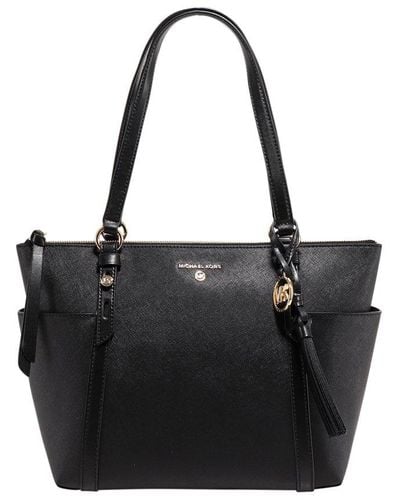 MICHAEL Michael Kors Jet Set Leather Shopper Tote Handbag - Black