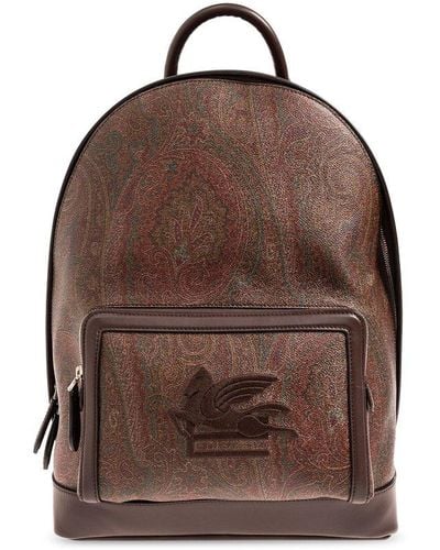 Etro Backpack With Logo, - Brown