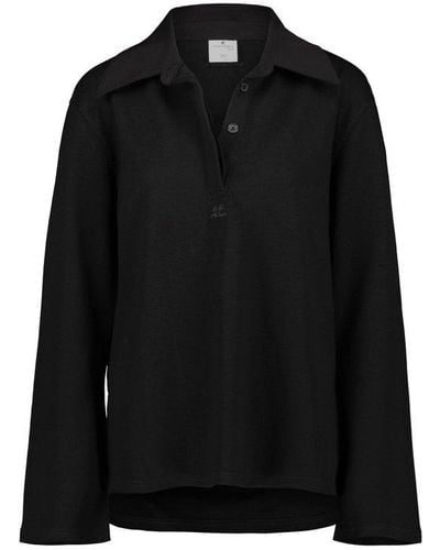 Courreges Long Sleeved Polo Shirt - Black