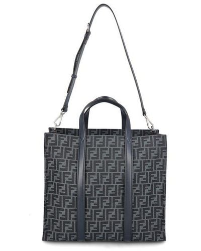 Fendi Ff Jacquard Top Handle Bag - Black
