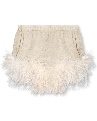 Oséree Shorts With Ostrich Feathers - Natural