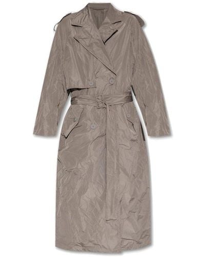 Balenciaga Loose-Fitting Trench Coat - Grey