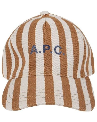 A.P.C. Logo Printed Curved Peak Baseball Cap - Brown