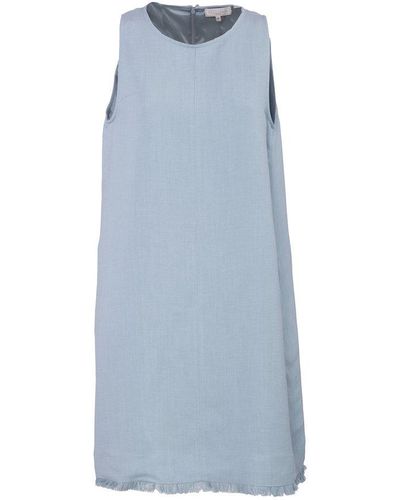 Antonelli Crewneck Frayed Hem Midi Dress - Blue